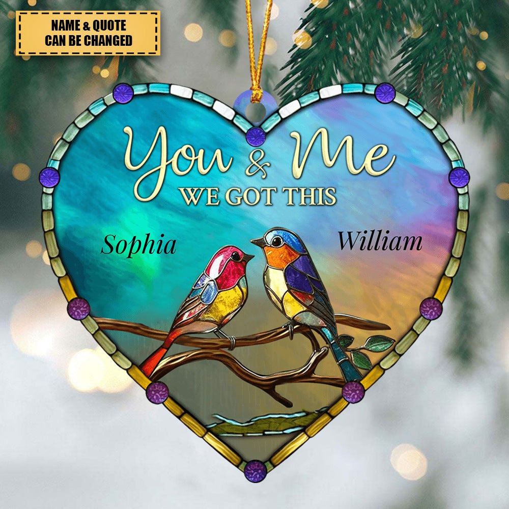 God Gave Me You Couple Of Loving Birds Heart-shaped Acrylic Ornament
