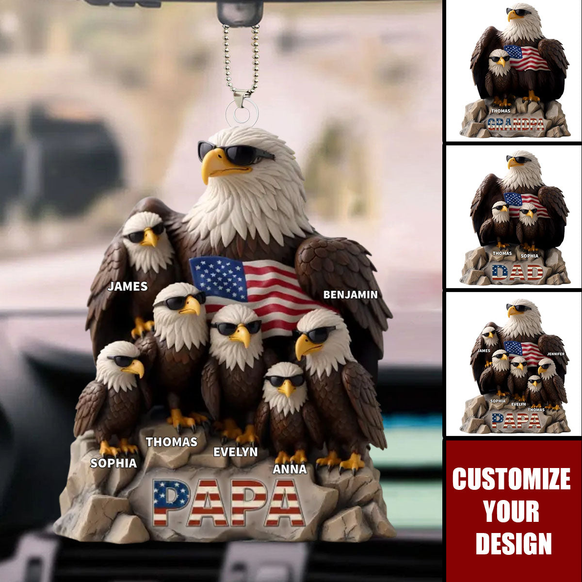 Be Cool And Spread Your Wings - Personalized Acrylic Car Ornament, Father's Day, Gift For Dad, Grandpa