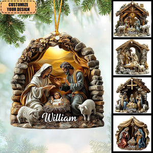 Personalized Name Nativity Scene Christmas Ornament