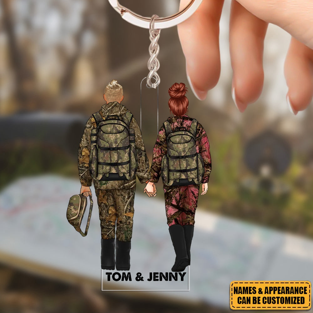 Hunting Couple - Personalized Acrylic Keychain - Valentine's Day, Anniversary Gift For Couple