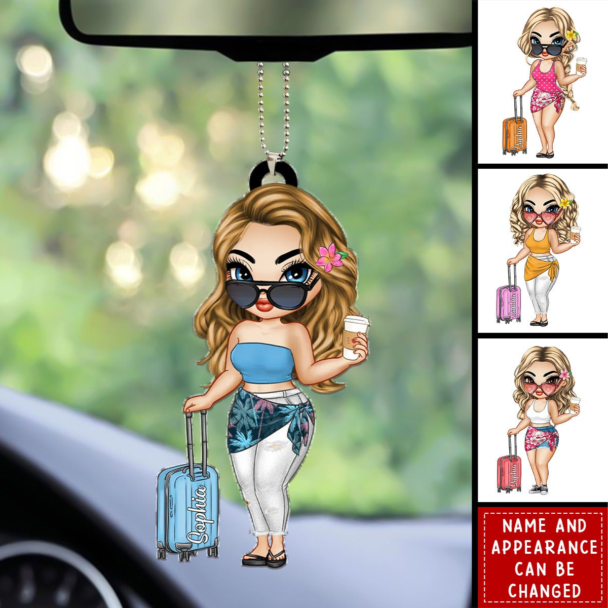 Personalized Summer Travel Is My Therapy Girl Acrylic Car Ornament