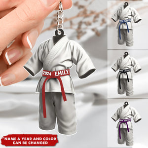 Custom Karate Taekwondo Uniform Acrylic Keychain Gift, Martial Arts Gift, Karate Sports
