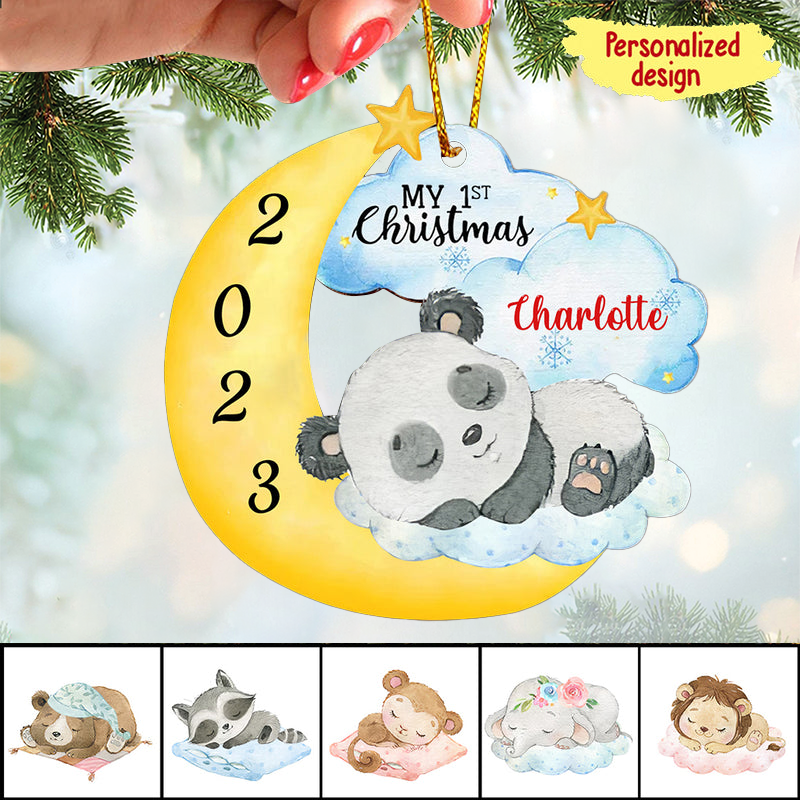 Sleeping Animal Babies First Christmas Ornament