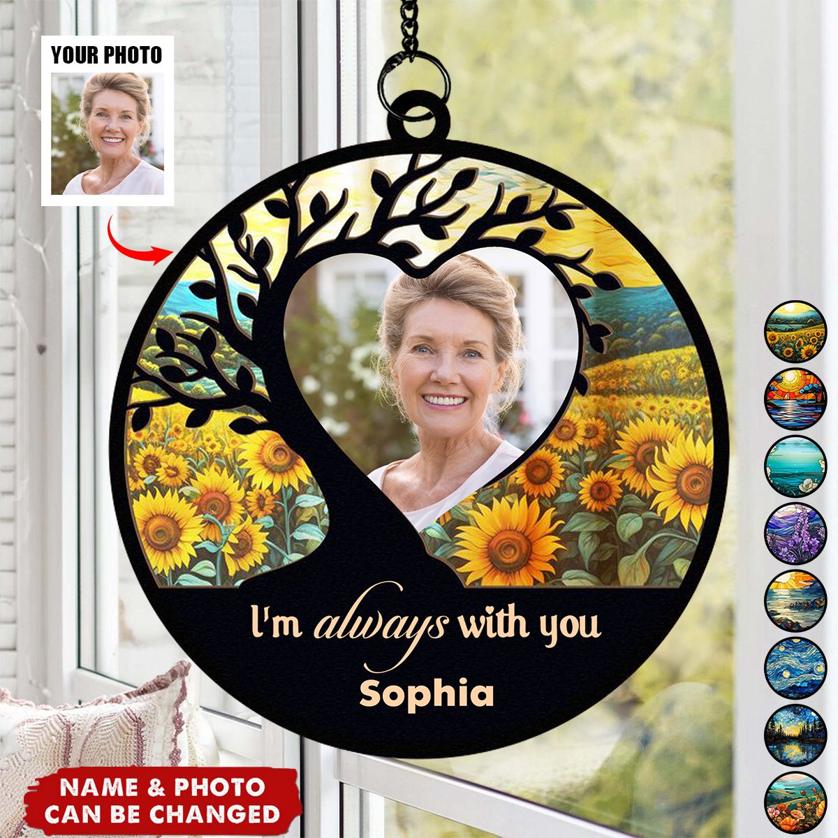 Memorial Keepsake I'm Always With You - Personalized Window Hanging Suncatcher Photo Ornament
