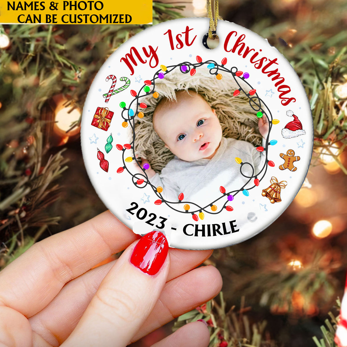 Gift For Baby Newborn My First Christmas Circle Ornament