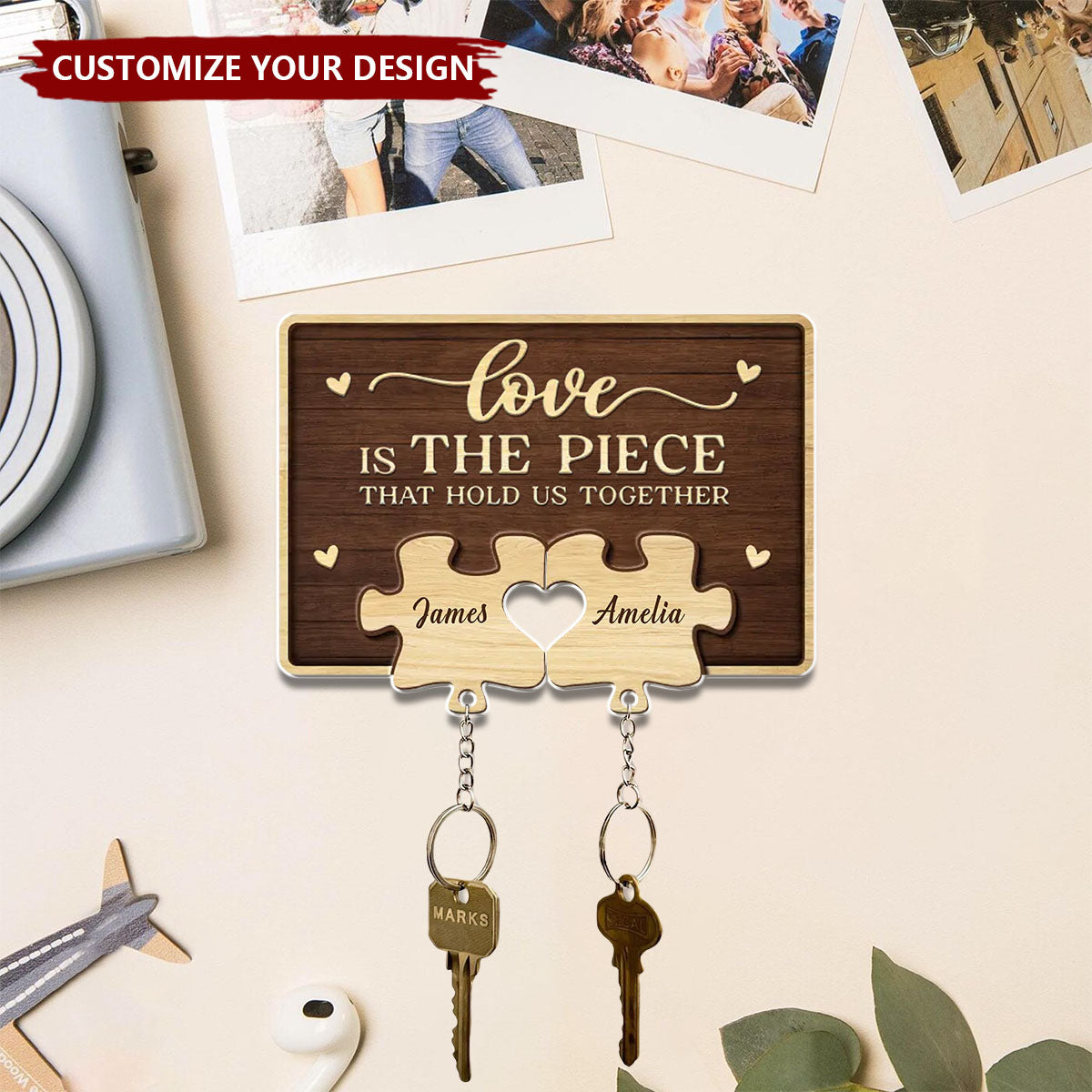 Together, We Complete The Puzzle Of Love - Couple Personalized Acrylic Puzzle Key Holder