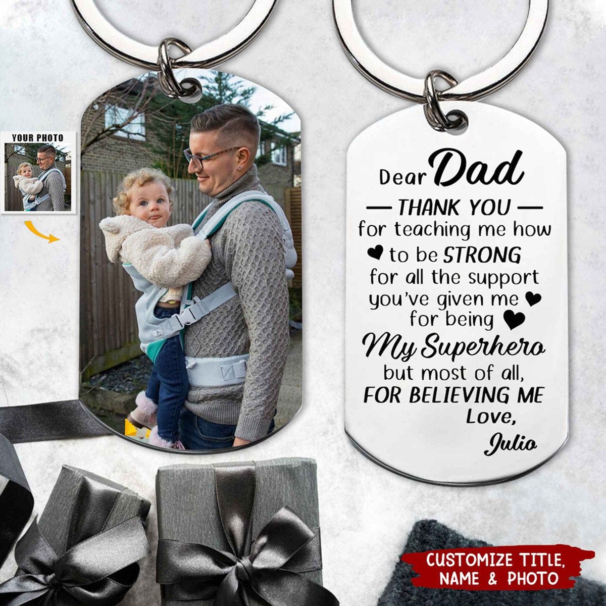 Thank You For Teaching Me How To Be Strong -  Personalized Photo Stainless Steel Keychain