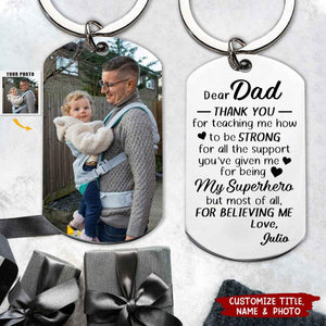 Thank You For Teaching Me How To Be Strong -  Personalized Photo Stainless Steel Keychain