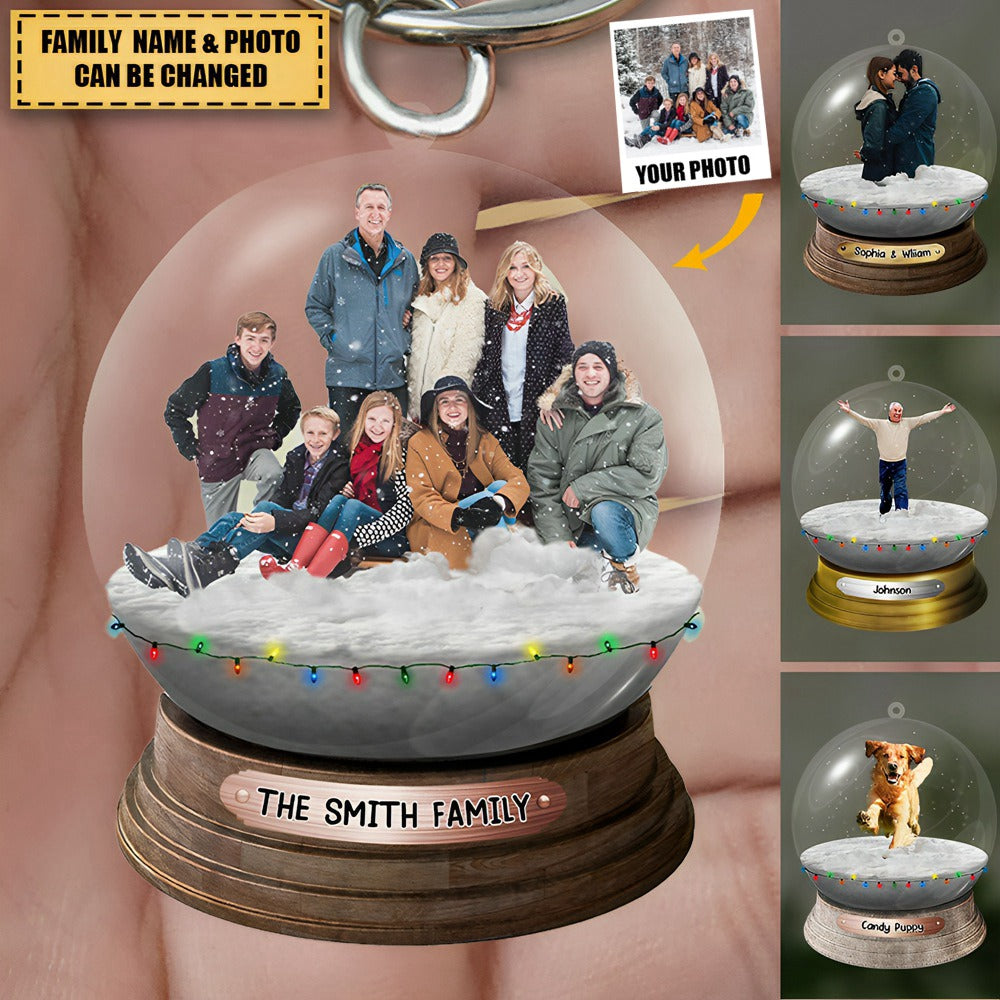 Personalized Custom Photo Crystal Ball Keychain - Christmas Gift For Family