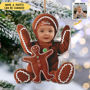 Adorable Gingerbread Baby - Personalized Acrylic Photo Ornament