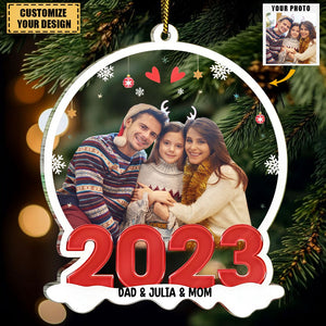 Custom Photo Family Red 2024 - Christmas Gift For Family - Personalized Custom Shaped Acrylic Ornament
