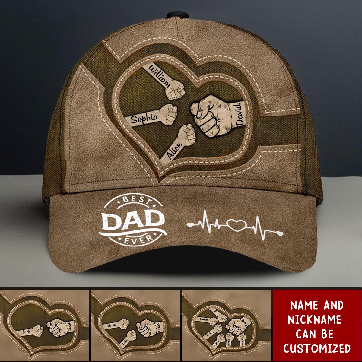 Best Dad Ever Fist Bumps All Over Print Personalized Classic Cap