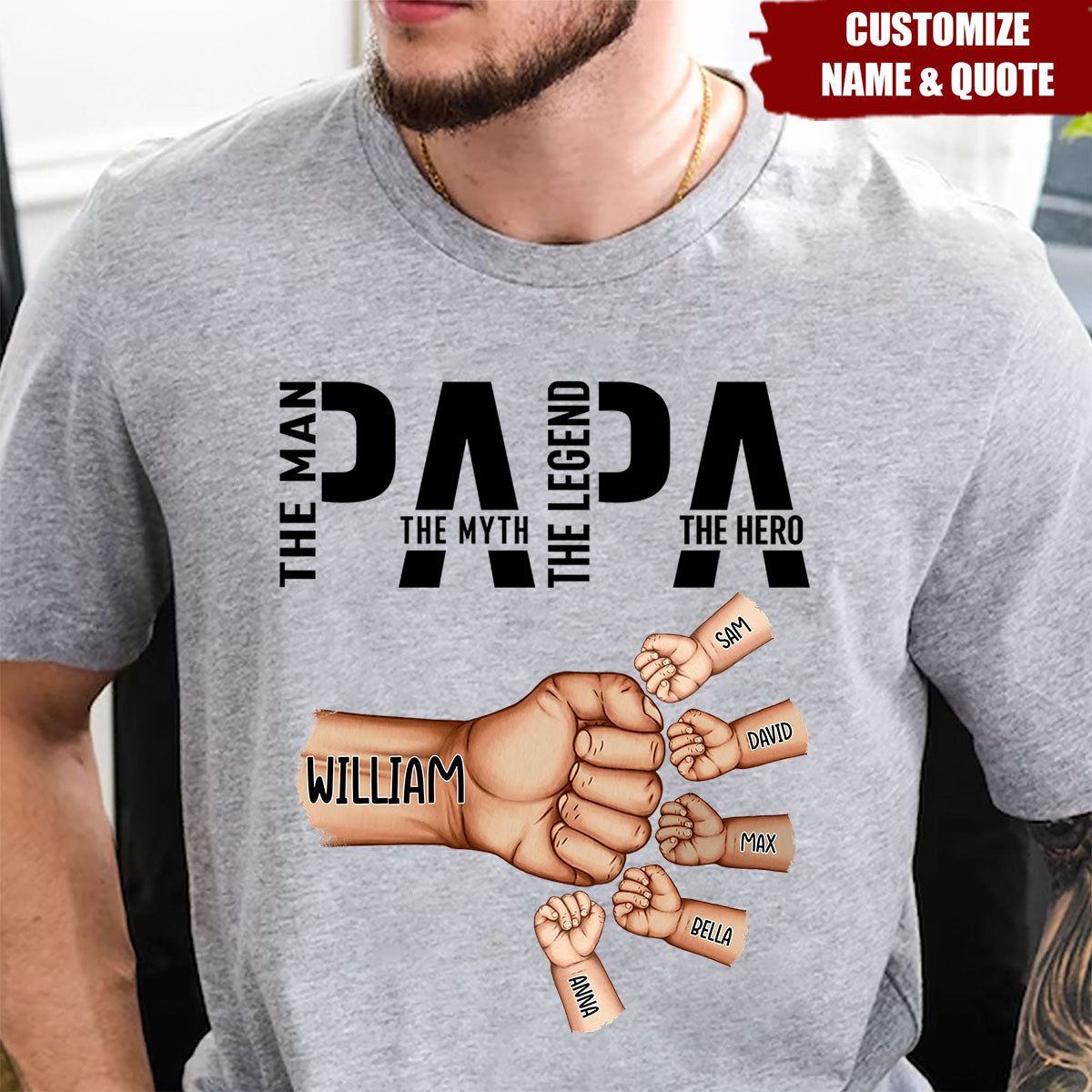 Papa The Man The Myth The Legend, Personalized T-shirt, Gift For Dad, Grandpa