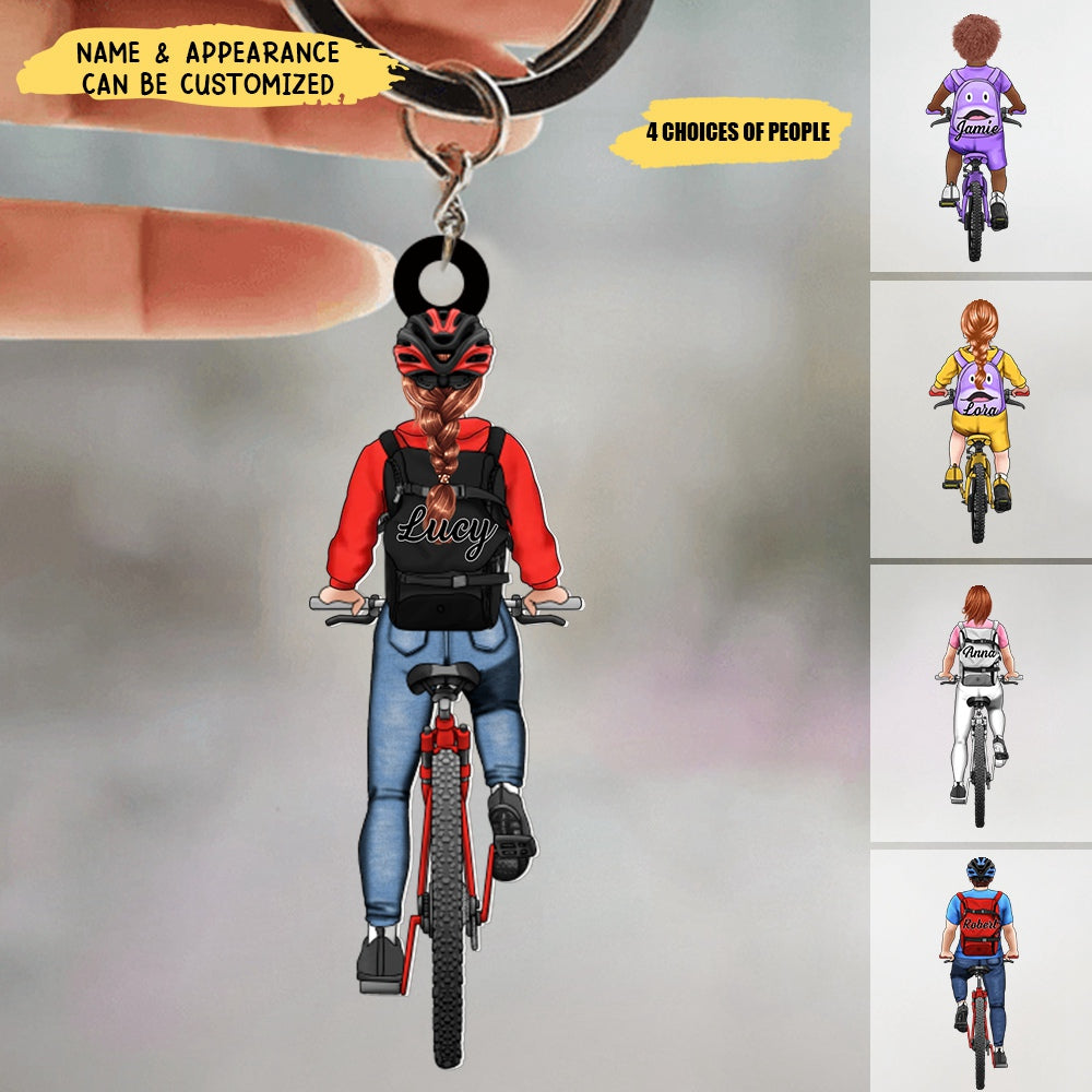 Biking All The Way - Personalized Acrylic Keychain,  Gift For Biking Lovers