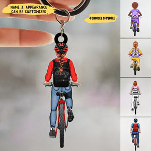 Biking All The Way - Personalized Acrylic Keychain,  Gift For Biking Lovers