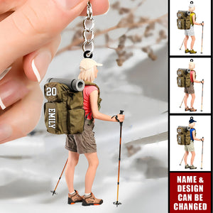 Personalized Hiking Girl Keychain - Gift For Hiking Lovers, Climbing Gifts