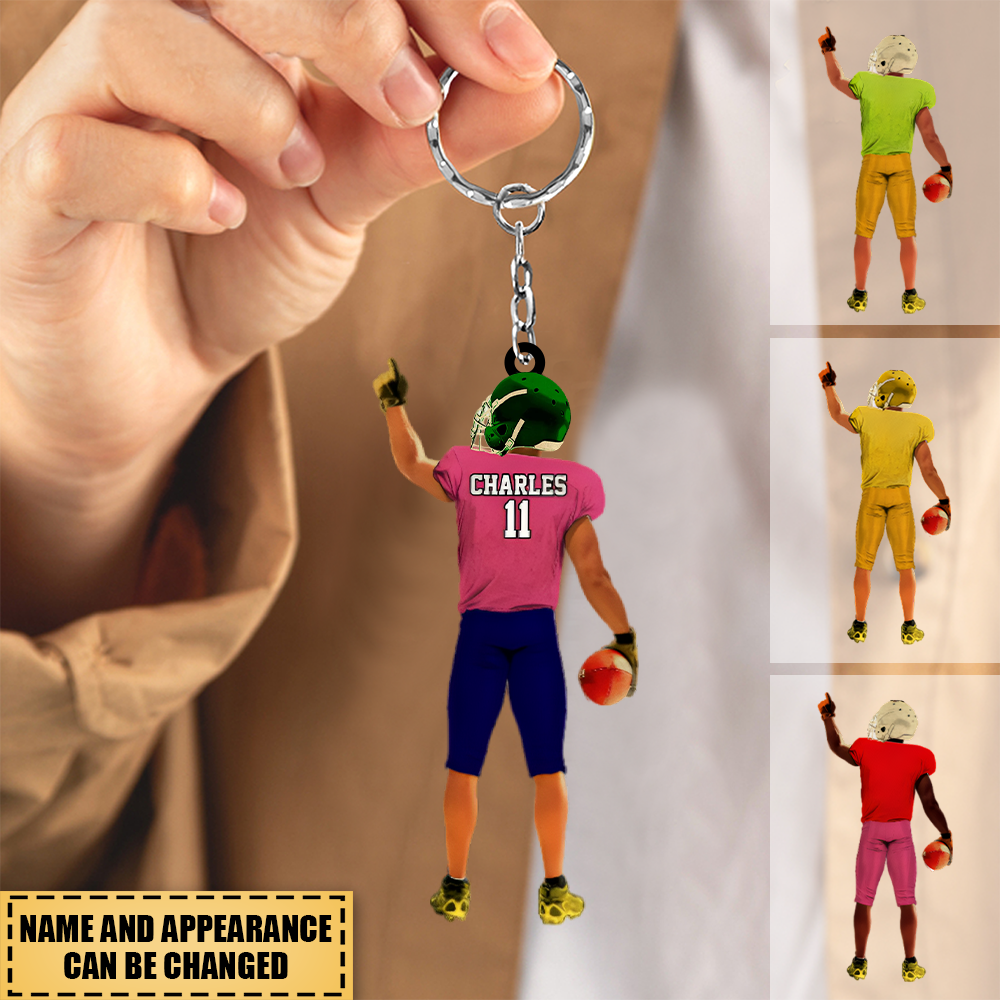 Football Keychain, with custom Name, Number & Appearance, American Football Gift, Gifts For American Football Players, Sport Gifts For Son, Football Lover Gifts
