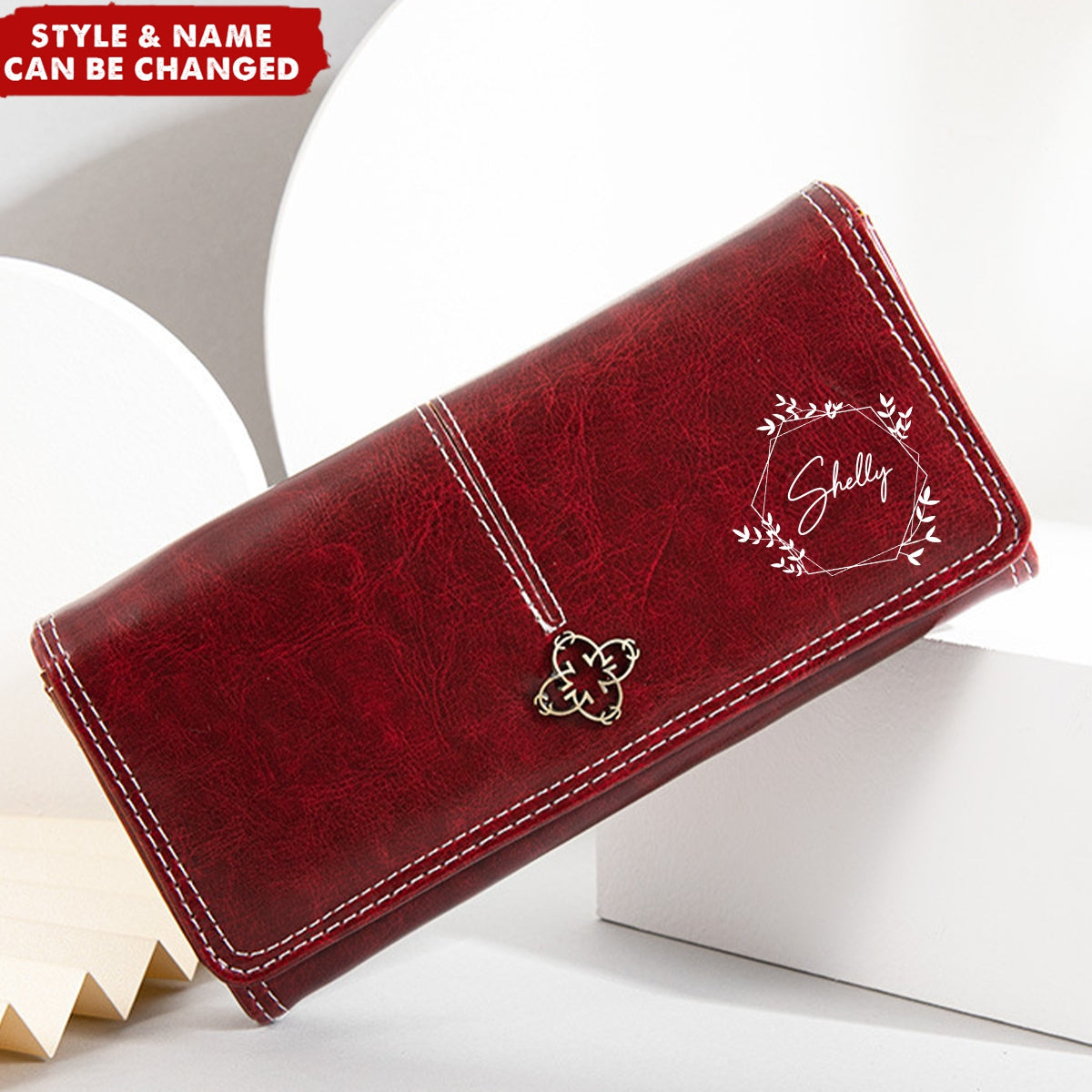 Flower Snap Multi-Card Slots Personalized Name Clutch Bag Wallet