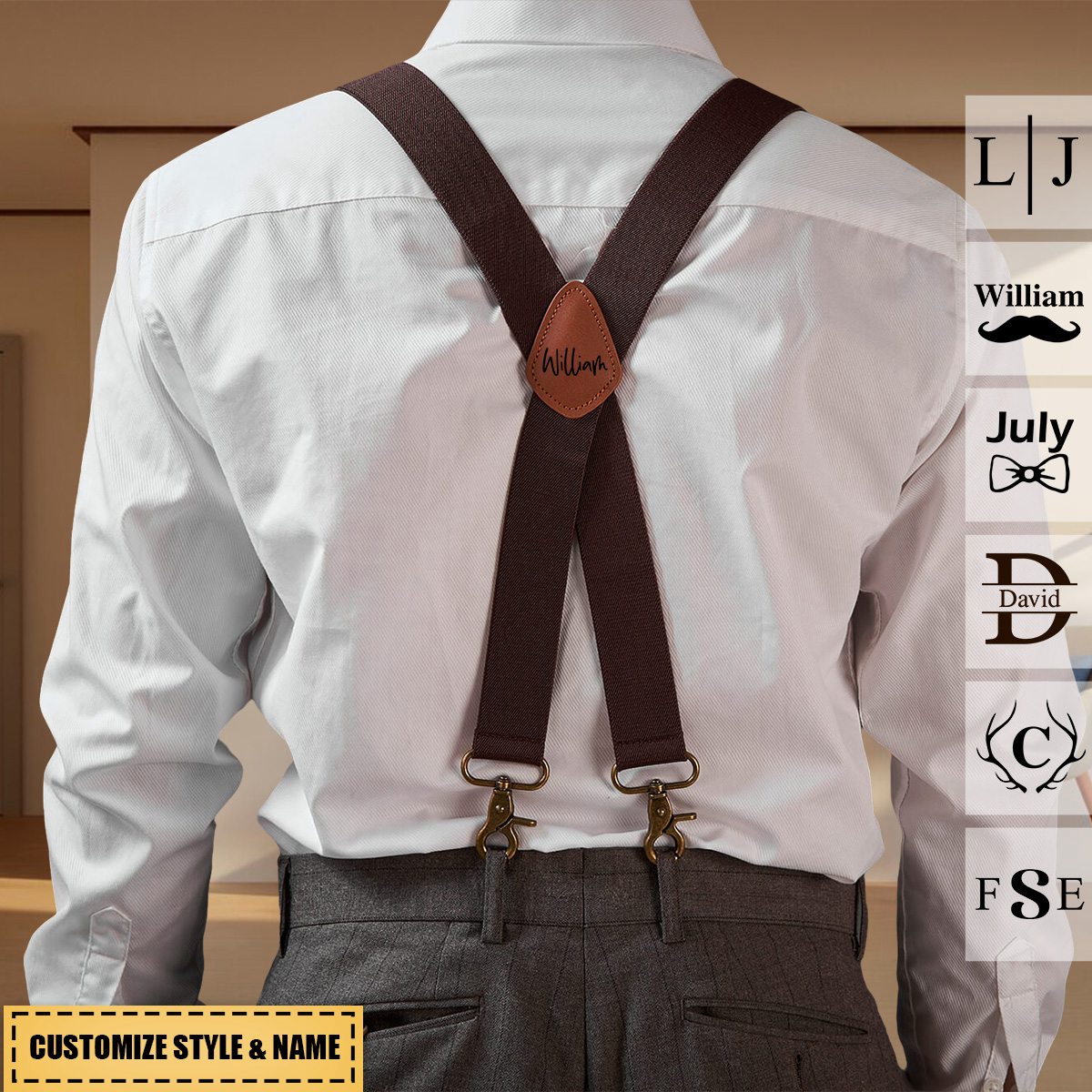 Personalized Monogrammed Leather Suspenders For Unique & Love