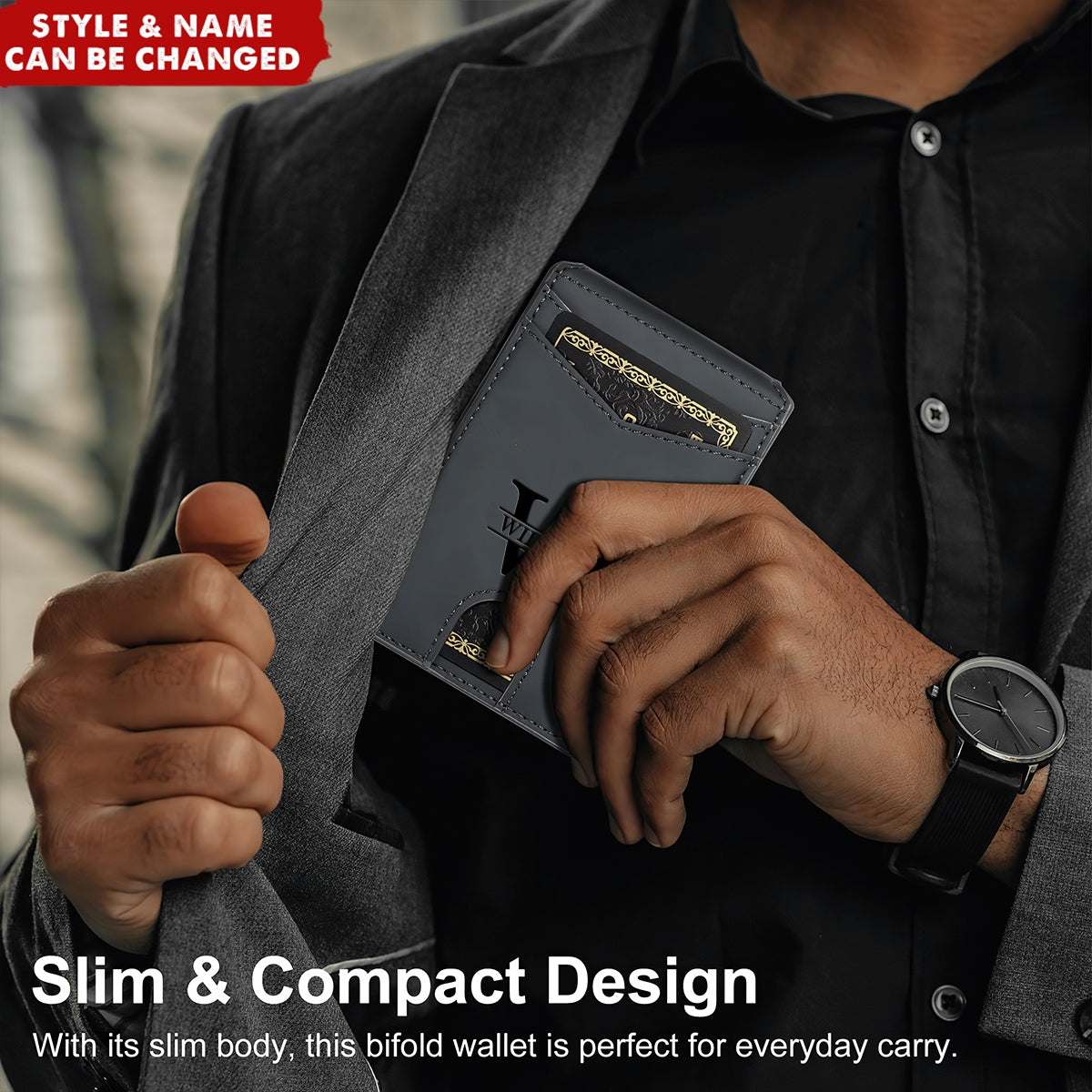 Personalized RFID Blocking Pop-Up Card Holder Bifold Wallet