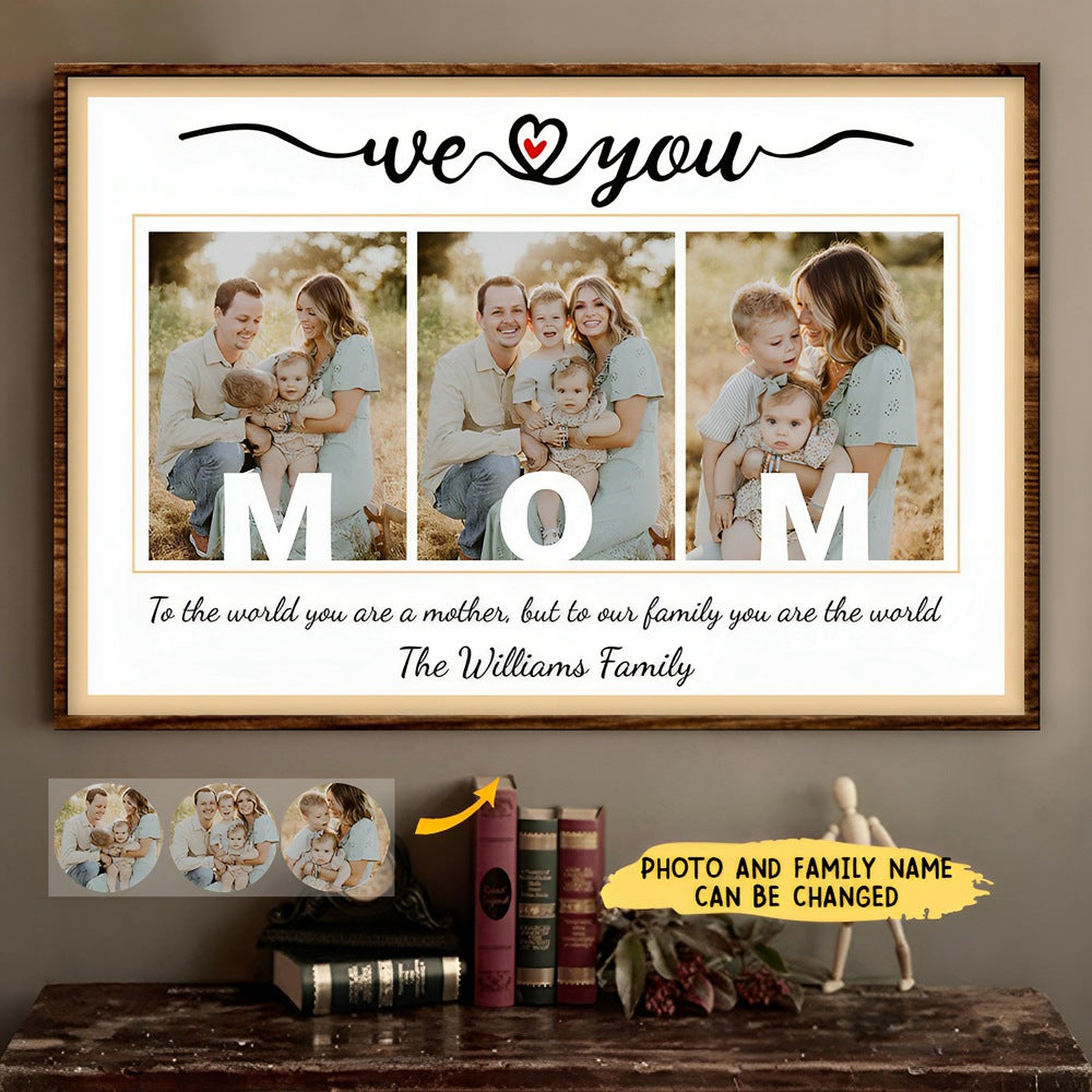 Custom Photo Mom To Our Family You Are The World - Gift For Mom - Personalized Poster