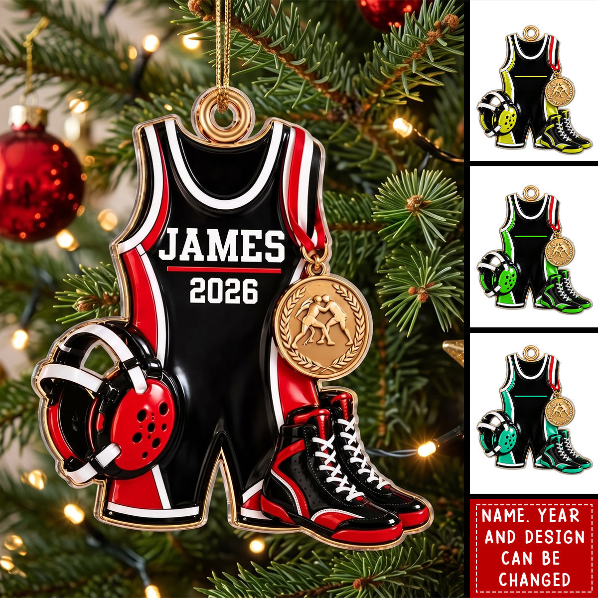 Wrestling Things Custom Name Acrylic Ornament