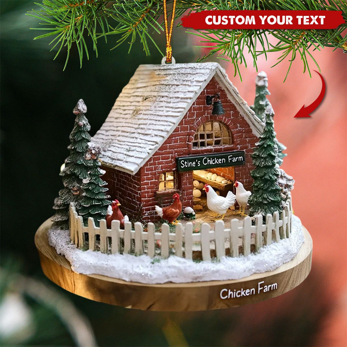 Personalized Rustic Winter Farmhouse Acrylic Ornament