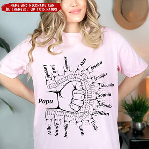 Fist Bump With Kids Father's Day For Dad, Grandpa Up To 15 - Personalized Shirt