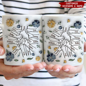 Hold My Hand, Hold My Heart - Family Personalized 3D Inflated Effect Printed Mug