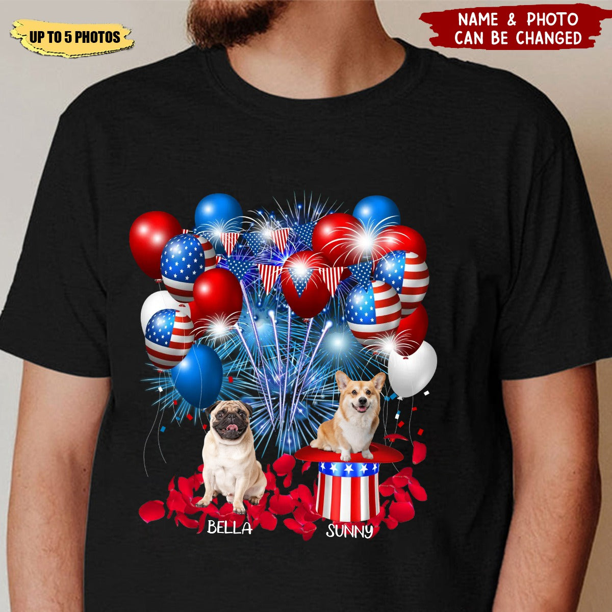 4th Of July For Dog Cat Lovers - Personalized T-shirt
