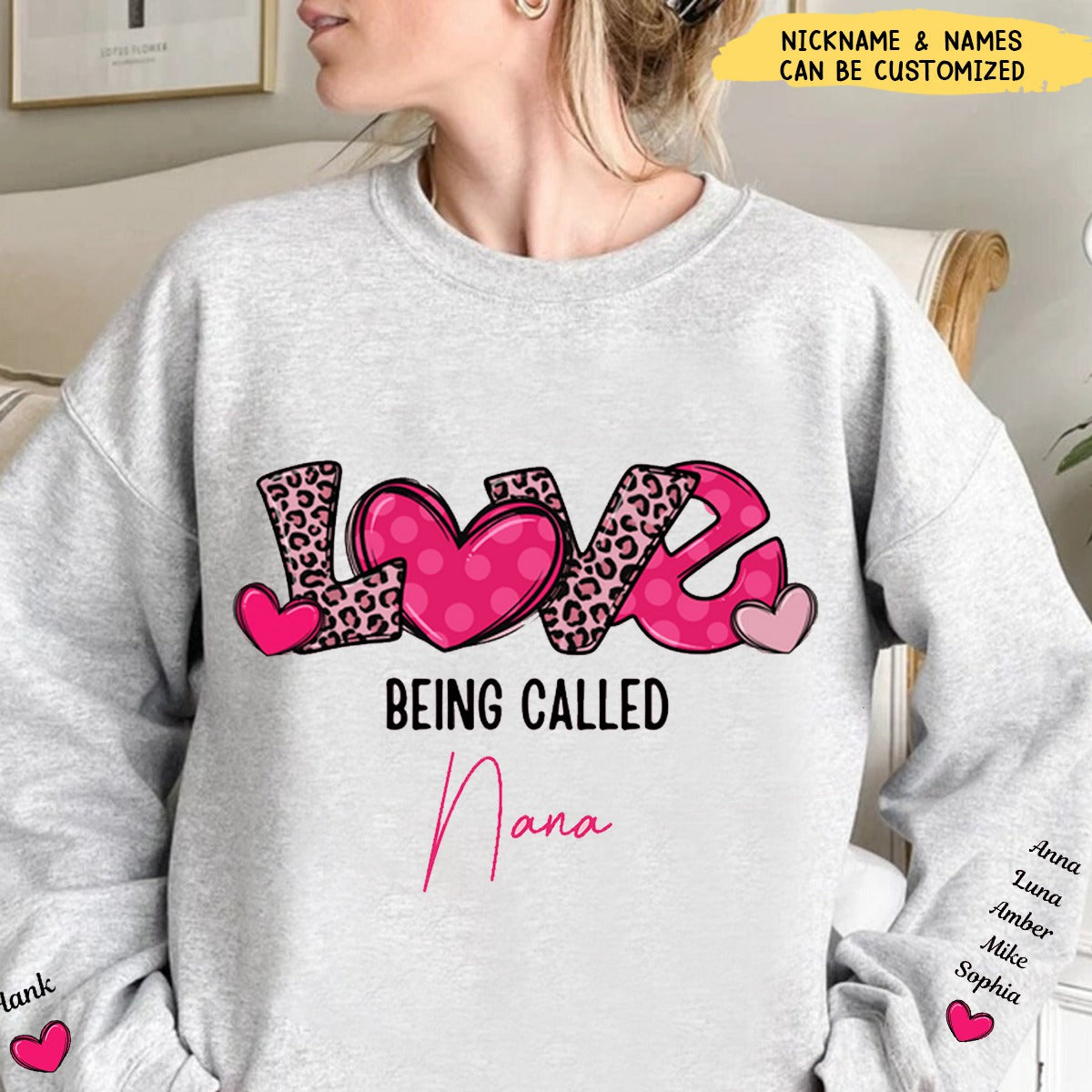 Love Being Called Grandma - Personalized Pink Leopard Sweatshirt
