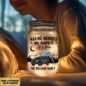 Making Memories One Campsite At A Time - Personalized Mason Jar Light