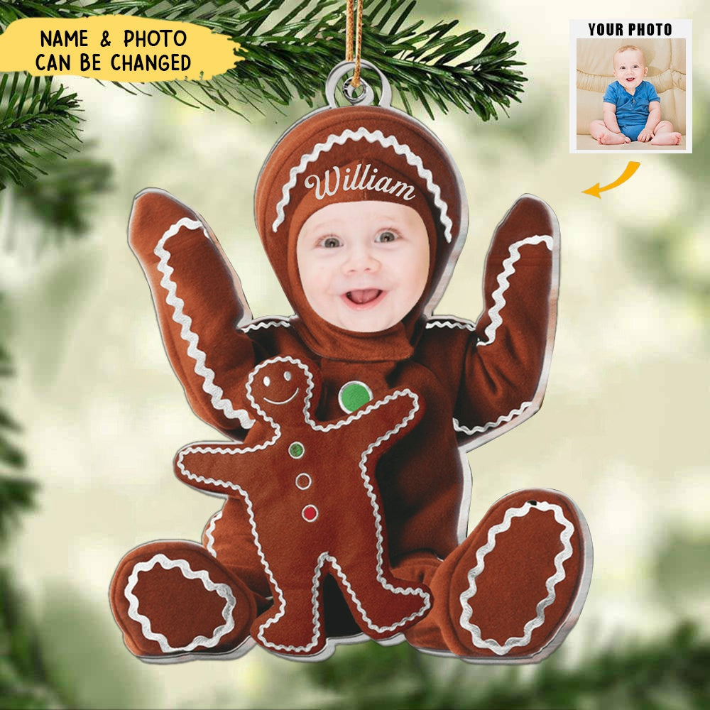 Adorable Gingerbread Baby - Personalized Acrylic Photo Ornament