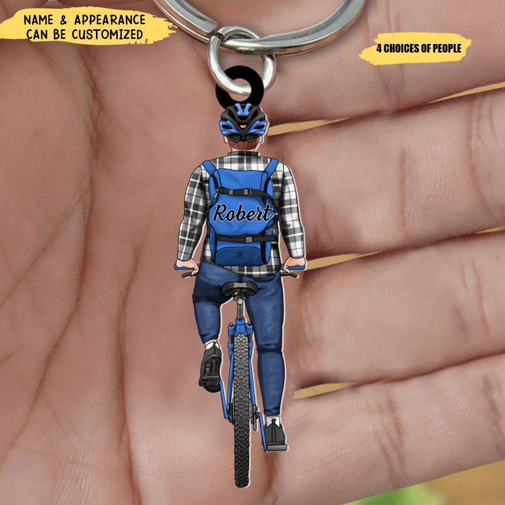 Biking All The Way - Personalized Acrylic Keychain,  Gift For Biking Lovers