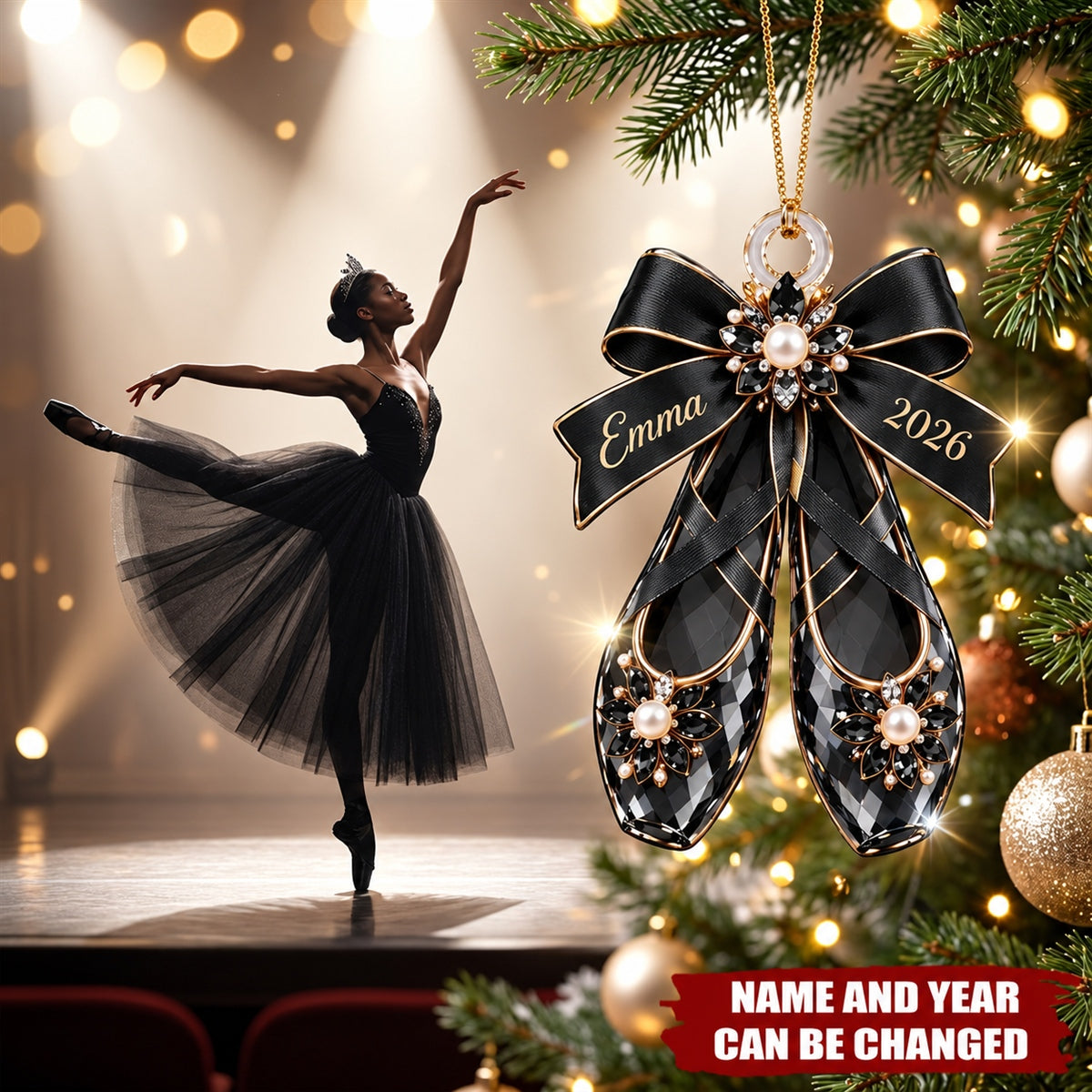 Personalized Ballet Shoes Acrylic Ornament — Gift For Ballerinas & Dance Lovers