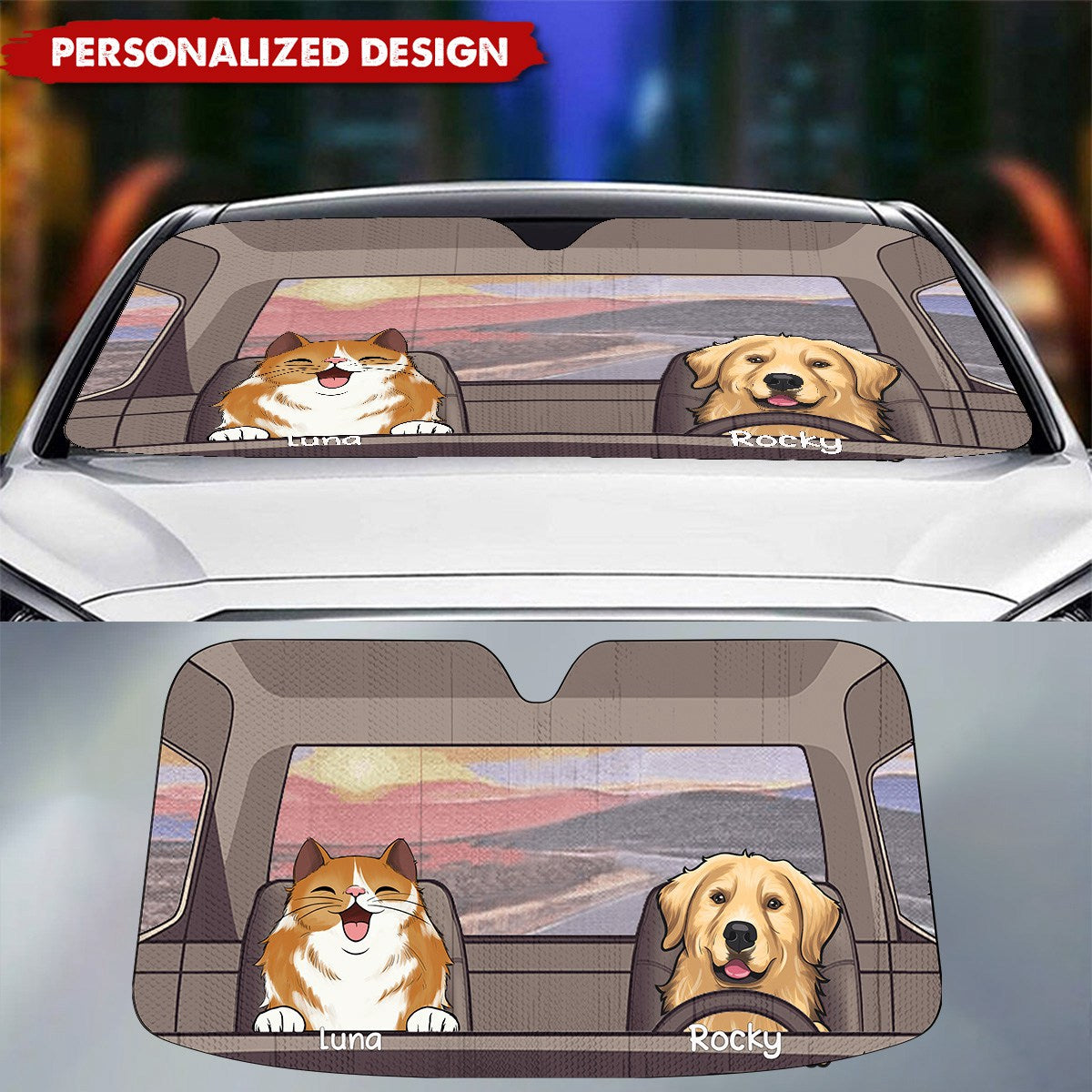 Pet Lovers - Dogs And Cats - Personalized Auto Sunshade