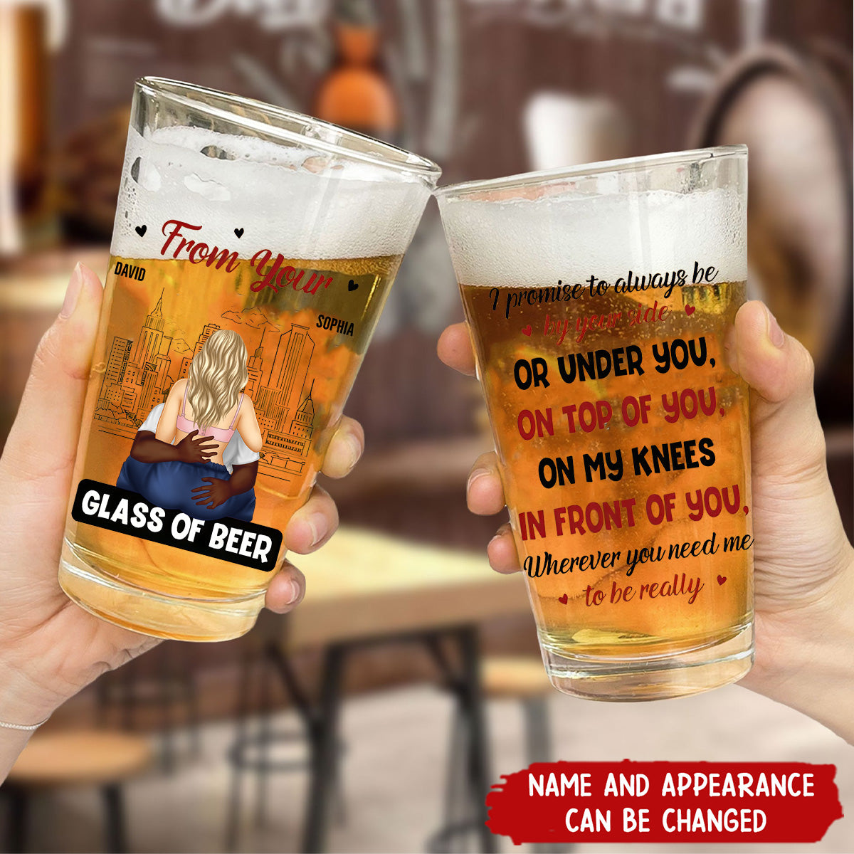 Couple Glass Of Beer Always By Your Side - Personalized Beer Glass