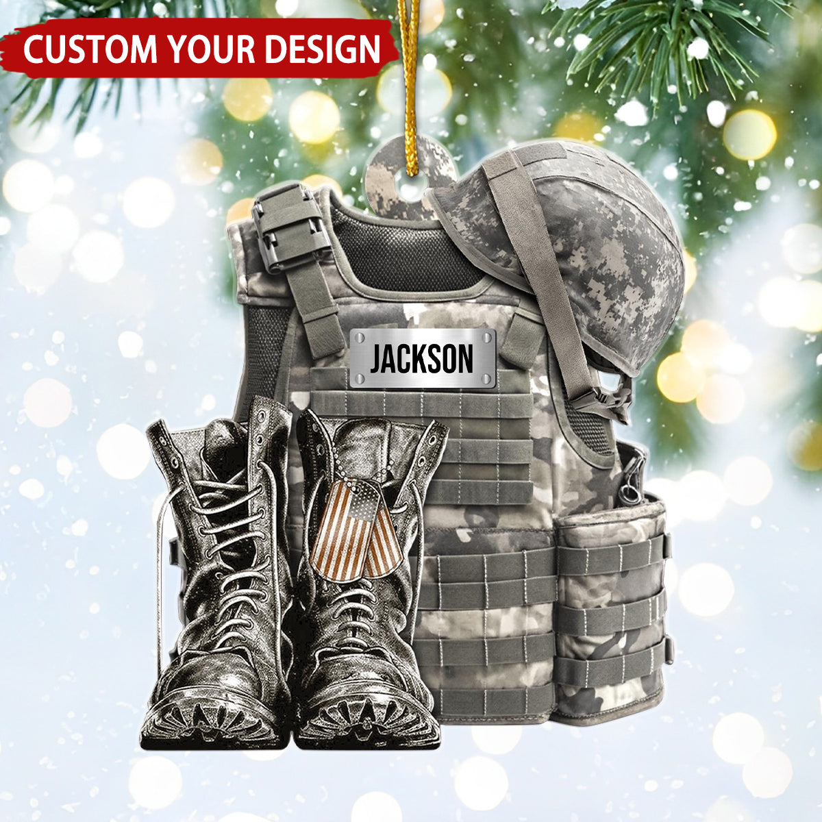 Military Uniform Custom Name Christmas Ornament, Military Xmas Gift