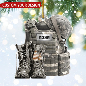 Military Uniform Custom Name Christmas Ornament, Military Xmas Gift