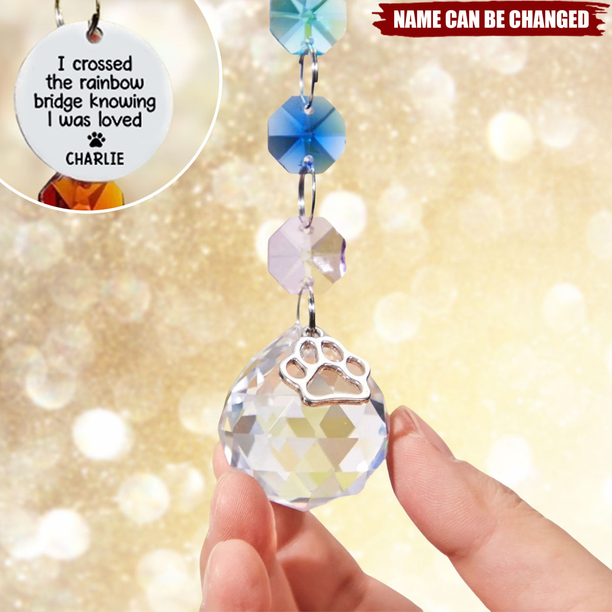 Forever In My Heart - Memorial Personalized Custom Rainbow Bridge Suncatcher - Sympathy Gift For Pet Owners, Pet Lovers