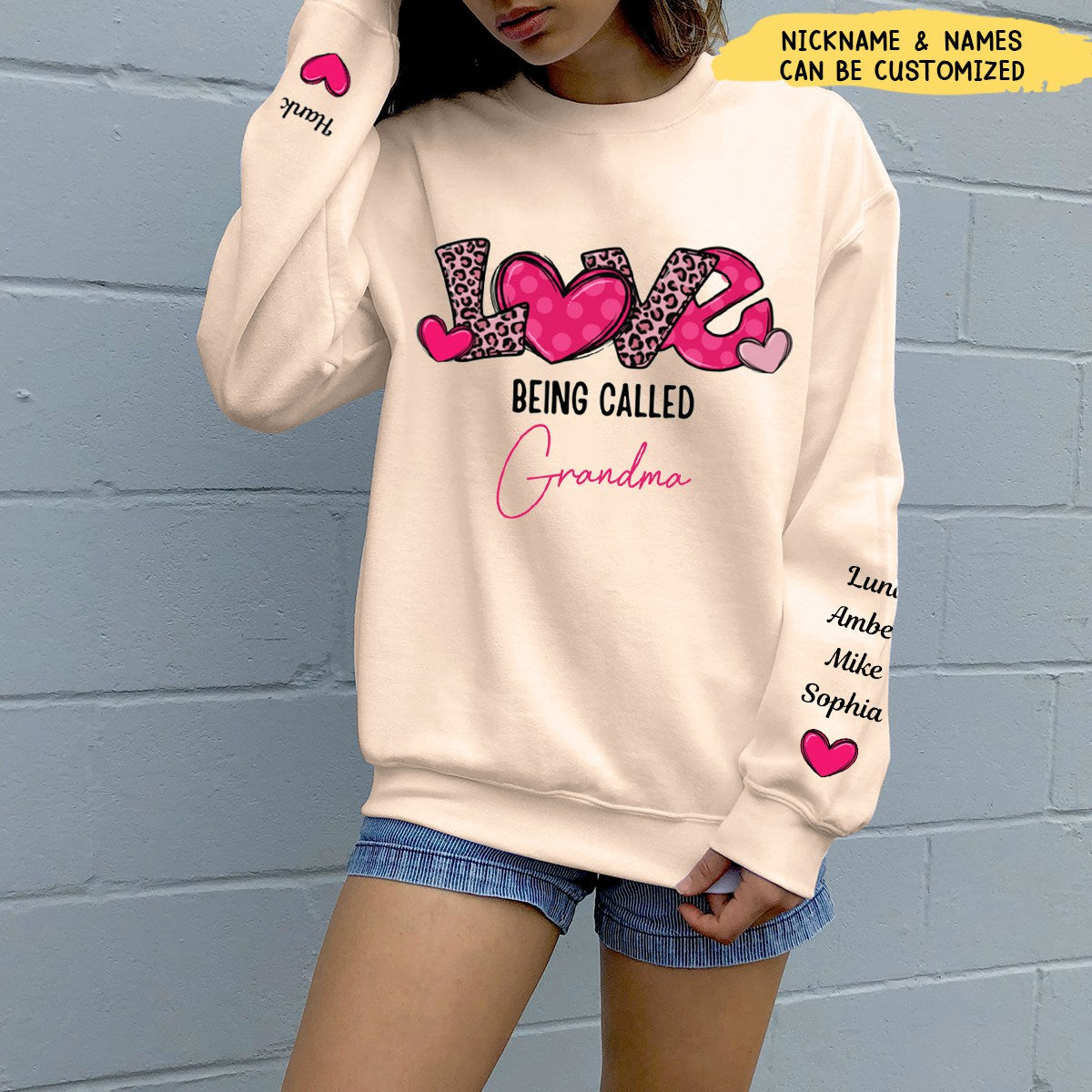 Love Being Called Grandma - Personalized Pink Leopard Sweatshirt
