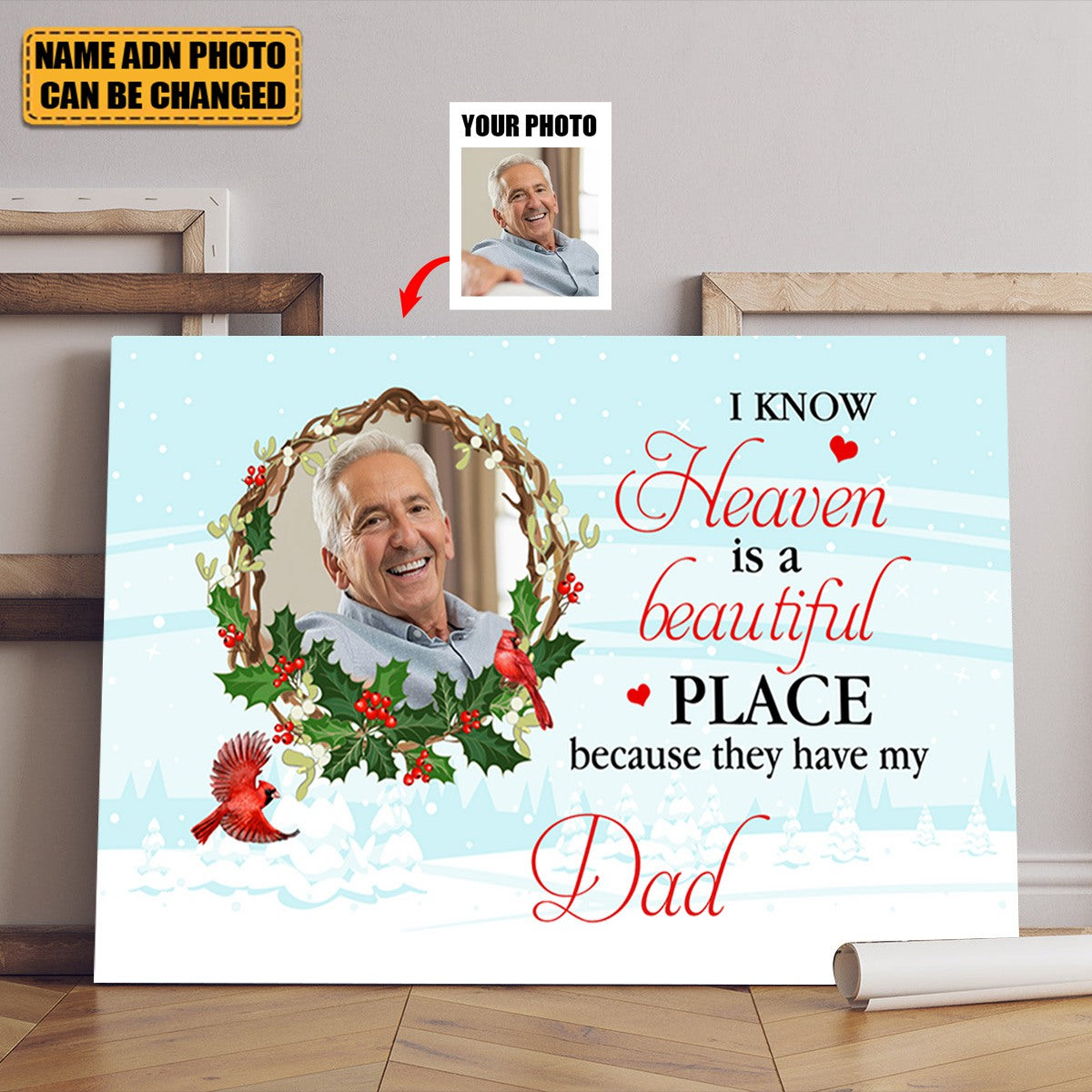 I Know Heaven Is A Beautiful Place Because They Have My Dad, Personalized Poster Gift