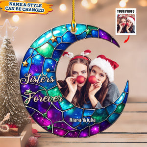 I love you to the moon and back Besties Forever Upload Photo Personalized Acrylic Ornament
