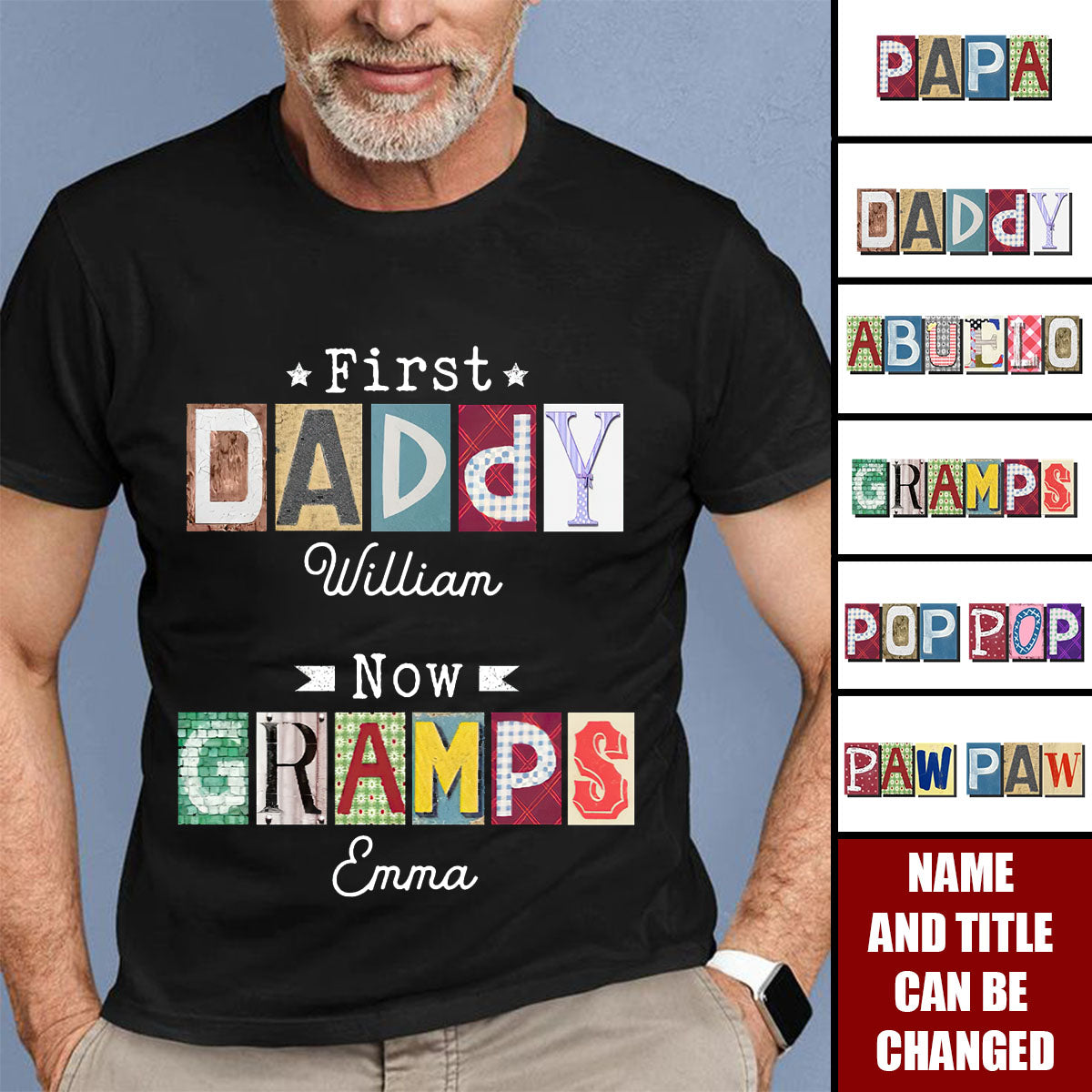 Personalized First Dad Now Grandpa T-Shirt
