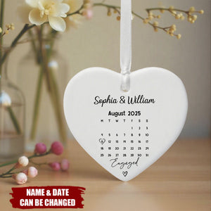 Engagement Day Gift, Personalised Engagement Gift, Ceramic Heart Keepsake