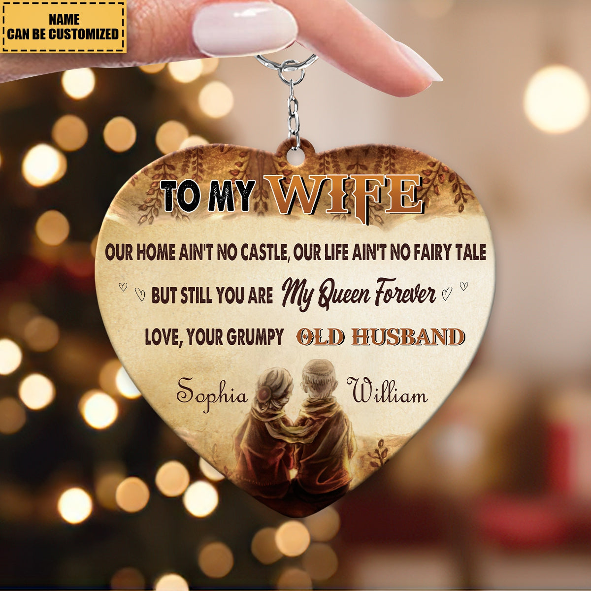 To My Wife, You Are My Queen Forever - Couple Personalized Heart Acrylic Keychain