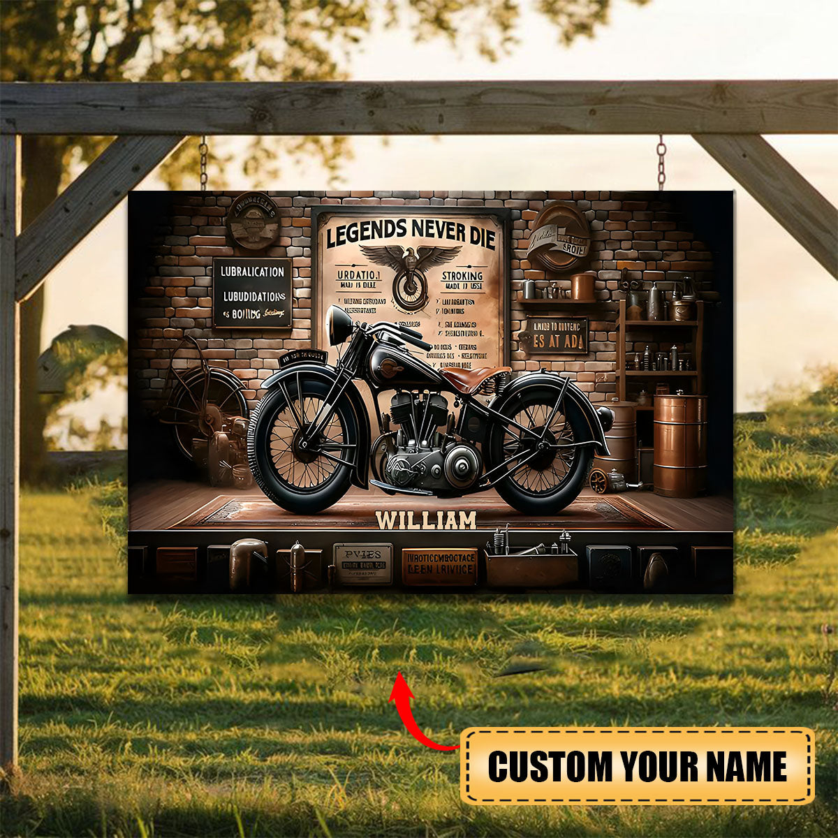 Personalized Legends Never Die Biker Rectangle Metal Sign – Gift For Biker