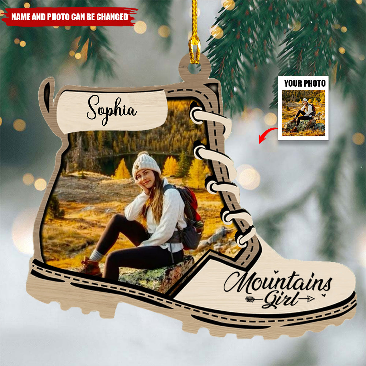 Personalized The Mountains Are Calling Customizable Wood Ornament For Christmas And Hiking Lovers