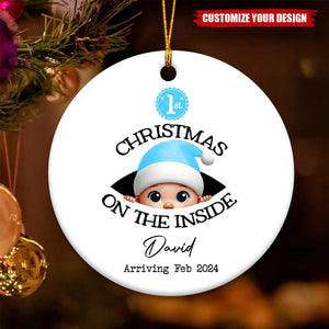 Personalized Baby's First Christmas On The Inside Ceramic Ornament