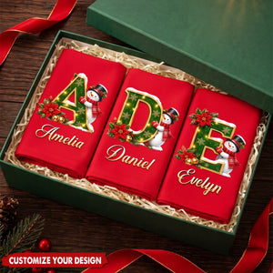 Custom Snowman Cotton Napkin - Personalized Christmas Birthday Gifts - Gathered Together With Joy